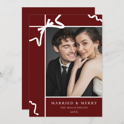 1結婚した回目のメリークリスマスの新婚写真 シーズンカード (正面/裏面)