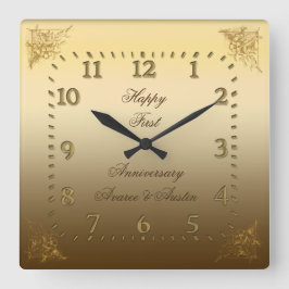 1結婚周年記念エレガント時計 スクエア壁時計