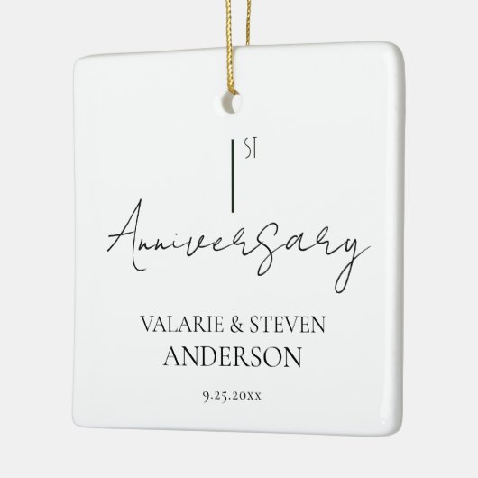 1結婚周年記念ミニマル セラミックオーナメント (左)