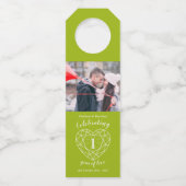 1結婚周年記念写真ペリドット緑のハート ボトルネックタグ (正面)