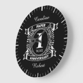 1結婚周年記念動揺して紋 ラージ壁時計 (傾斜)