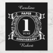 1結婚周年記念動揺して紋 ワインラベル (シングルラベル)