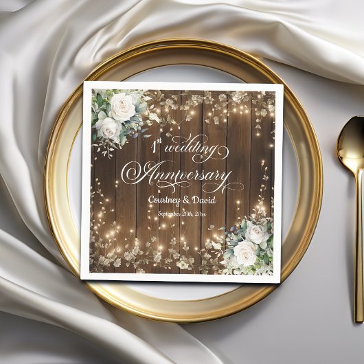 1結婚周年記念素朴灯 スタンダードカクテルナプキン