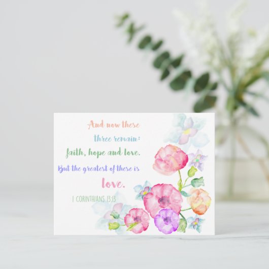 1羽のコリンチアン13:13愛と聖書の一節 ポストカード (スタンド正面)