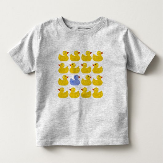 1羽の青いアヒルを持つ黄色いゴム製アヒル トドラーTシャツ (正面)