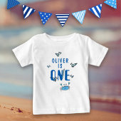 1羽の青カニの海の動物1st誕生日 ベビーTシャツ