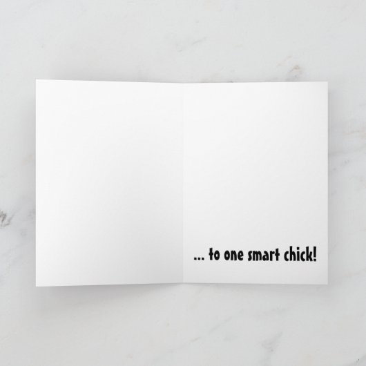 1羽の頭が切れるなひよこへの卒業のお祝い カード (内部)