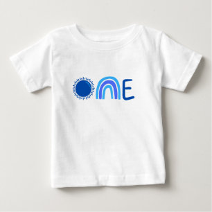 1色ユニークの水彩1番目の誕生日ベビーTシャツ ベビーTシャツ