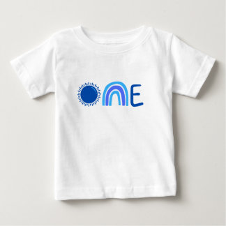 1色ユニークの水彩1番目の誕生日ベビーTシャツ ベビーTシャツ