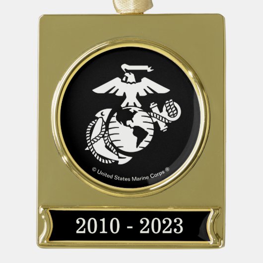 1色EGA – 白色 ゴールドプレートバナーオーナメント (正面)