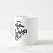 1色EGA – 黒 コーヒーマグカップ (正面左)