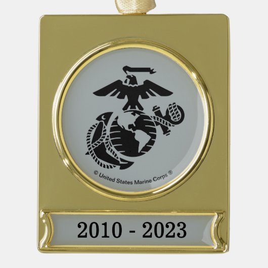 1色EGA – 黒 ゴールドプレートバナーオーナメント (正面)