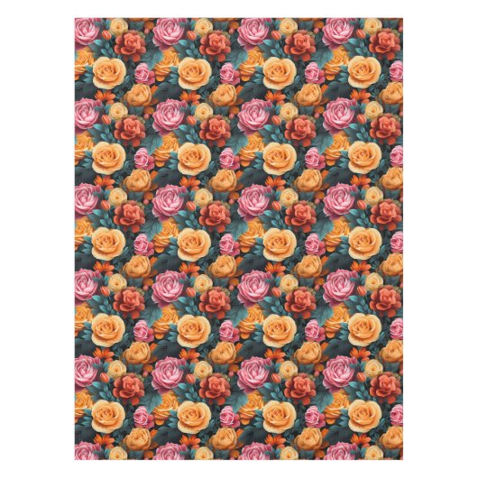 #1花柄 テーブルクロス (正面)