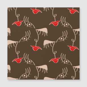 1行女性顔:抽象芸術パターン。