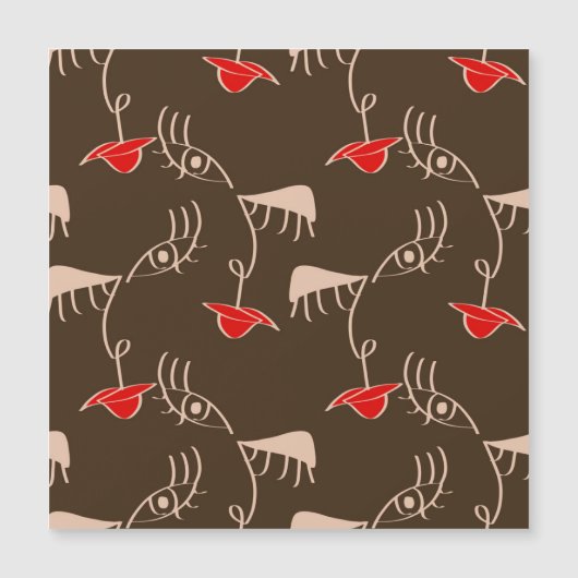 1行女性顔:抽象芸術パターン。 (正面)