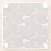 1行女性顔:抽象芸術パターン。 ガラスコースター (裏面)