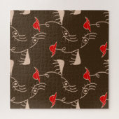 1行女性顔:抽象芸術パターン。 ジグソーパズル (横)