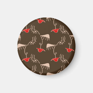 1行女性顔:抽象芸術パターン。 マグネット