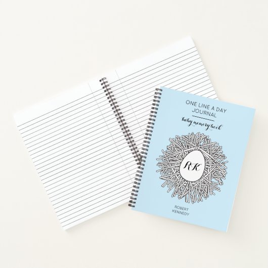 1行1日ジャーナル男の赤ちゃんメモリ帳 ノートブック (内部)