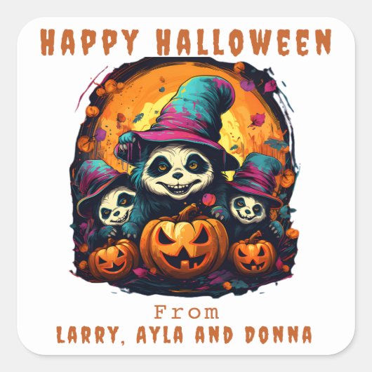 1親2子 – ハローウィンパーティ スクエアシール (正面)