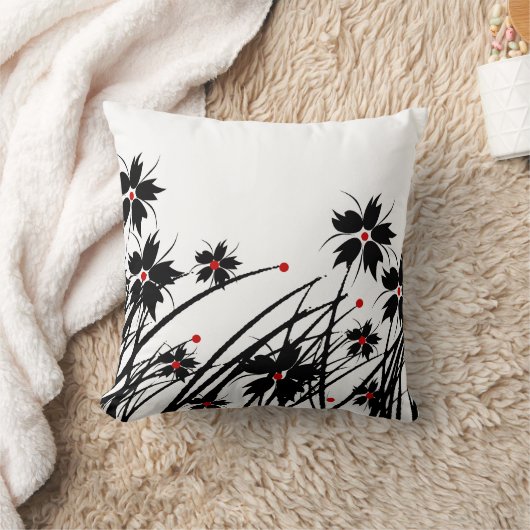 1角形ピローフローラ赤白黒 クッション (ブランケット)