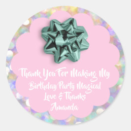 1誕生日の好意ベビーシャワーピンクのホログラフィック ラウンドシール