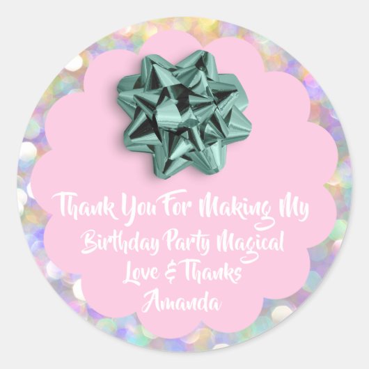 1誕生日の好意ベビーシャワーピンクのホログラフィック ラウンドシール (正面)