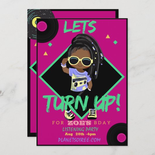 1誕生日パーティーの招待カード(女の子)を表示 (正面/裏面)