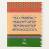 1語パーソナライズされたに名前を付けるヴィンタグフローラストライプ プランナー手帳 (裏面)