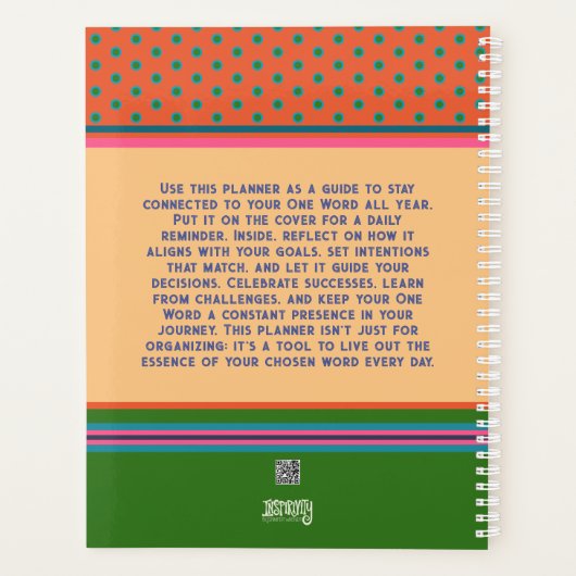 1語パーソナライズされたに名前を付けるヴィンタグフローラストライプ プランナー手帳 (裏面)