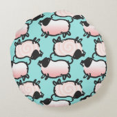 1豚ユーモアのある年誕生日選択カラーラウンドP ラウンドクッション (裏面)