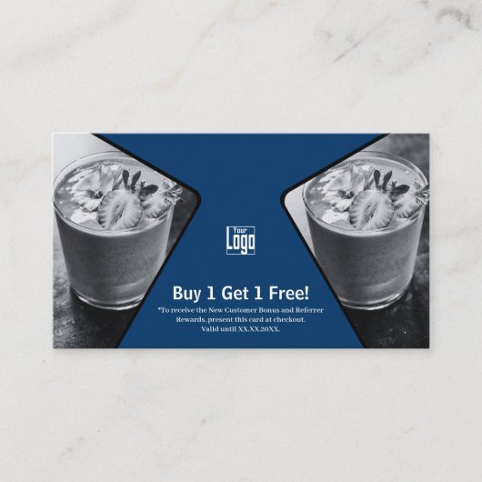 1買無料ブルーホワイトブラック従業員報酬を取得 紹介カード (正面)
