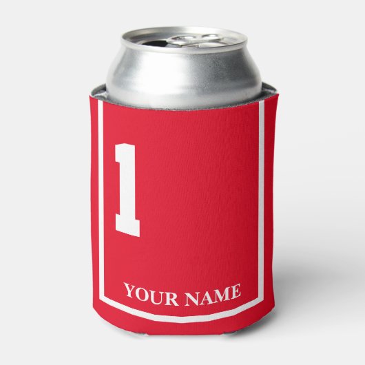 1赤(白馬鞍毛布カスタム) 缶クーラー (缶正面)