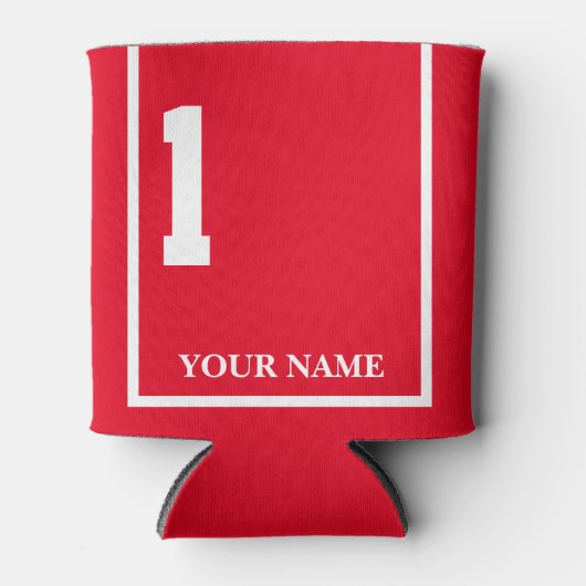 1赤(白馬鞍毛布カスタム) 缶クーラー (正面)