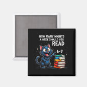 1週間に何晩本を読むべき?6〜7楽しい黒猫 マグネット (正面/裏面)