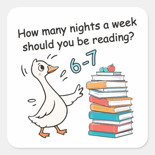 1週間に何晩読書すべき?6-7晩です スクエアシール (正面)