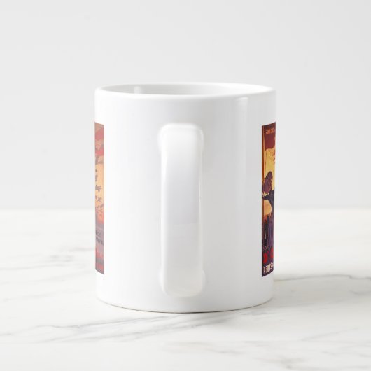 1週間素晴らしの航空-女性がポスターを貼る ジャンボコーヒーマグカップ (裏面)