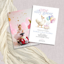 1間抜けつのガチョウの写真の風船1日 招待状