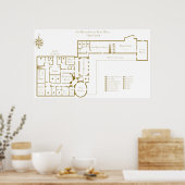 1階ウエストウィングザホワイトハウスフロアプラン ポスター (キッチン)