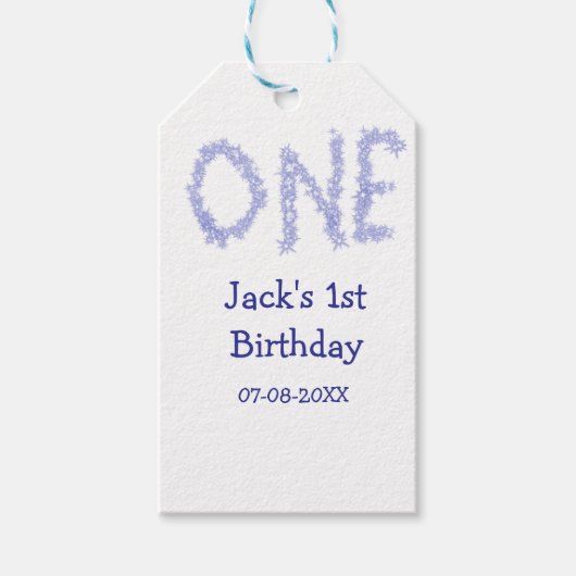 1青グリッター男モダンの子1歳 ギフトタグ (正面)
