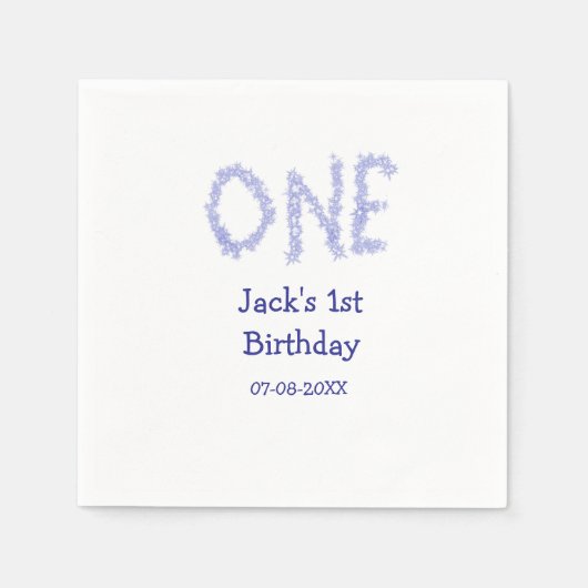 1青グリッター男モダンの子1歳 スタンダードカクテルナプキン (正面)