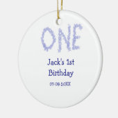 1青グリッター男モダンの子1歳 セラミックオーナメント (左)