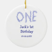 1青グリッター男モダンの子1歳 セラミックオーナメント (裏面)