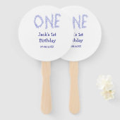 1青グリッター男モダンの子1歳 ハンドファン (正面&裏面)