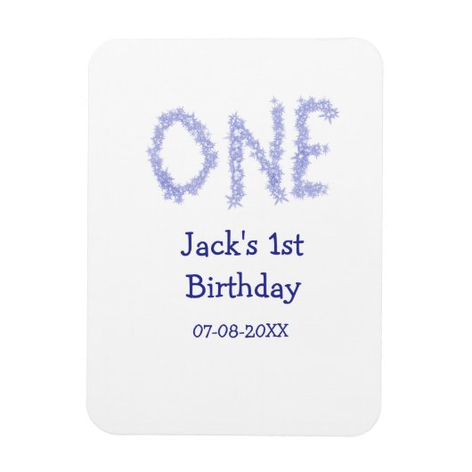 1青グリッター男モダンの子1歳 マグネット (縦)