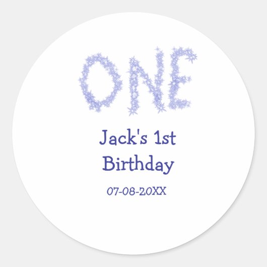 1青グリッター男モダンの子1歳 ラウンドシール (正面)