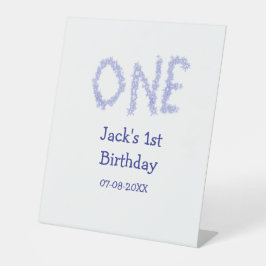 1青グリッター男モダンの子1歳 台座サイン