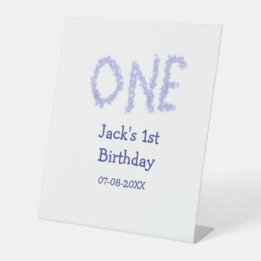 1青グリッター男モダンの子1歳 台座サイン (正面)
