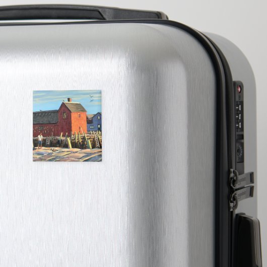 #1風光明媚なモチーフロックポート魚釣りシャック マグネット (インサイチュ (スーツケース))