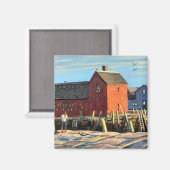 #1風光明媚なモチーフロックポート魚釣りシャック マグネット (正面/裏面)